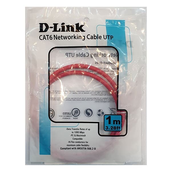 کابل شبکه 1 متری CAT6 دی لینک NCB-C6UREDR1-1