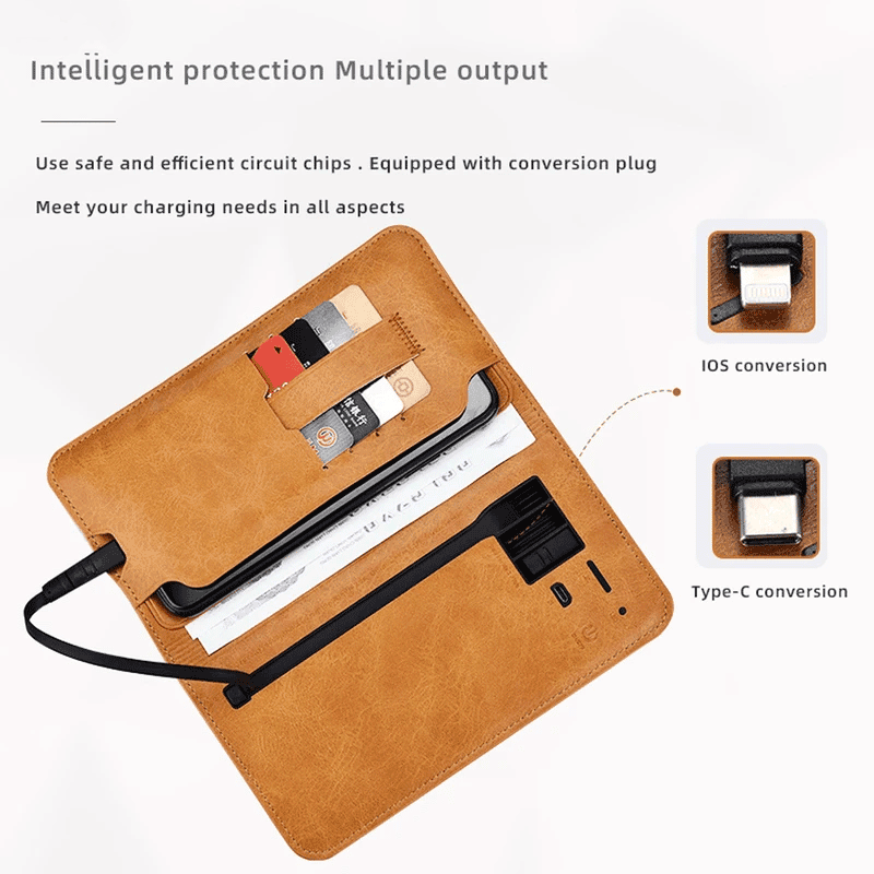 پاوربانک و کیف چرمی Zhuse ZS-PB-025 شارژ وایرلس 6000mAh ژوس — تصویر ۳