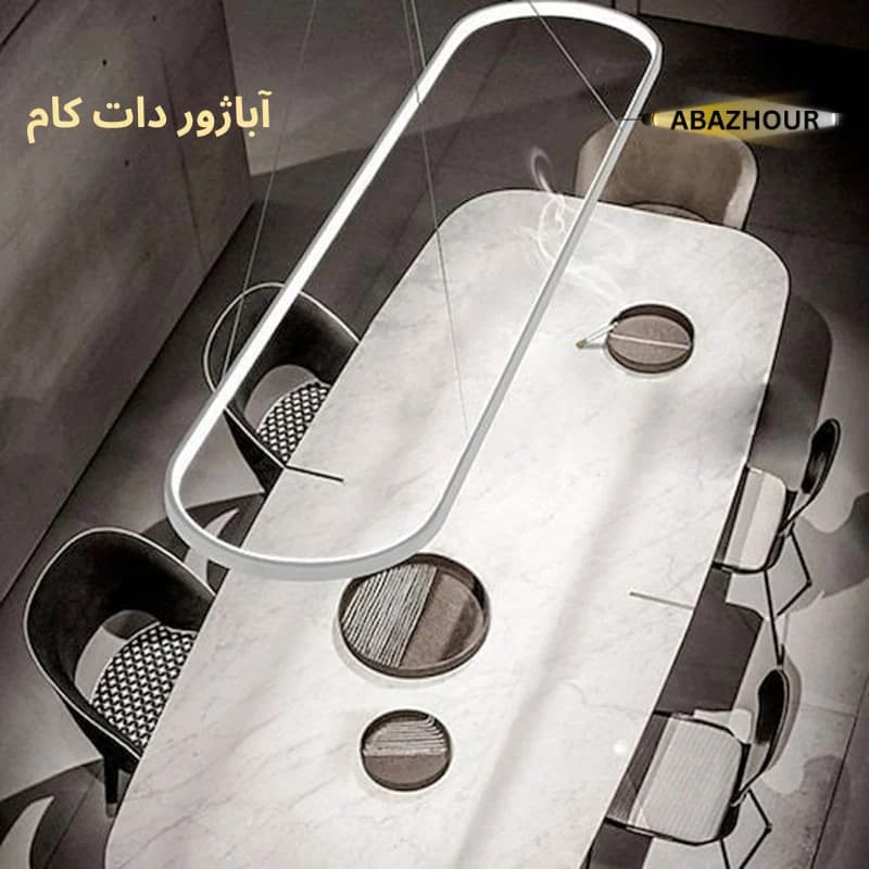 لوستر خطی مدرن مدل بیضی LED با کنترل کد CM476 — تصویر ۴