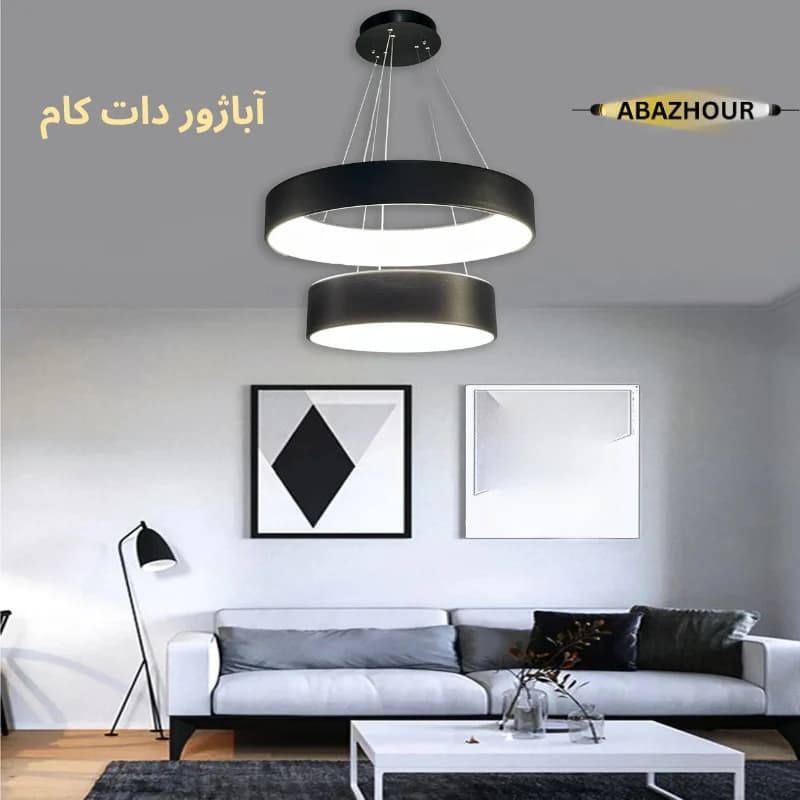 لوستر 2 حلقه ای مدرن آلومینیومی با کنترل کد CM473