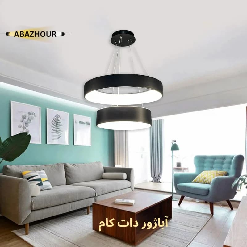 لوستر 2 حلقه ای مدرن آلومینیومی با کنترل کد CM473 — تصویر ۳