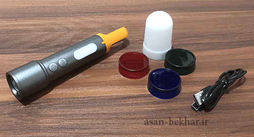 چراغ قوه حرفه ای COB + XPE با فیلتر های رنگی — تصویر ۴