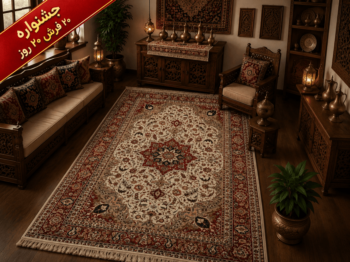 فرش دستباف اصفهان قلم آذرشهر 30 رج کد 511014 — تصویر ۴