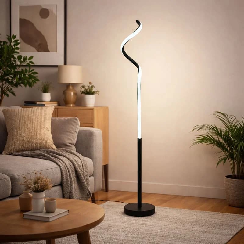 آباژور ایستاده مدرن LED منحنی آلومینیومی کد SM210 — تصویر ۲