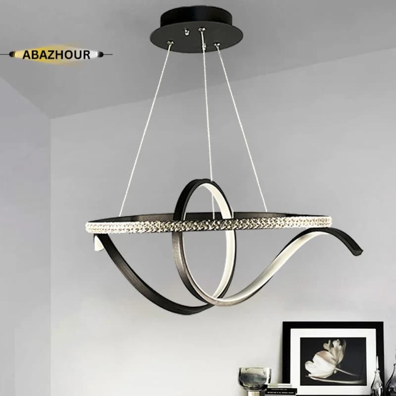 لوستر مدرن حلقه ای با ریموت کنترل و روکش کریستال کد CM458