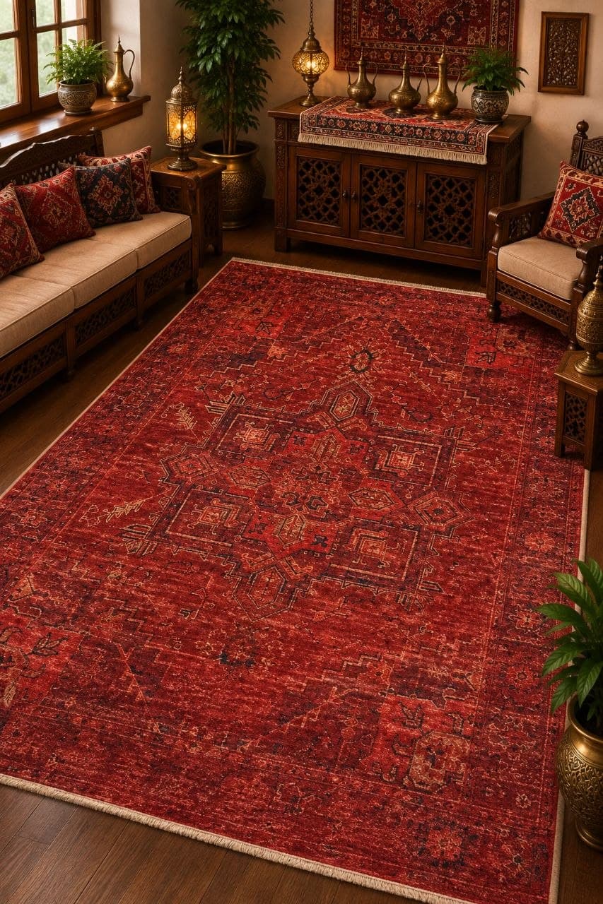 فرش مرینوس ماشینی لاکی ( فرش قرمز ) طرح خاص — تصویر ۶