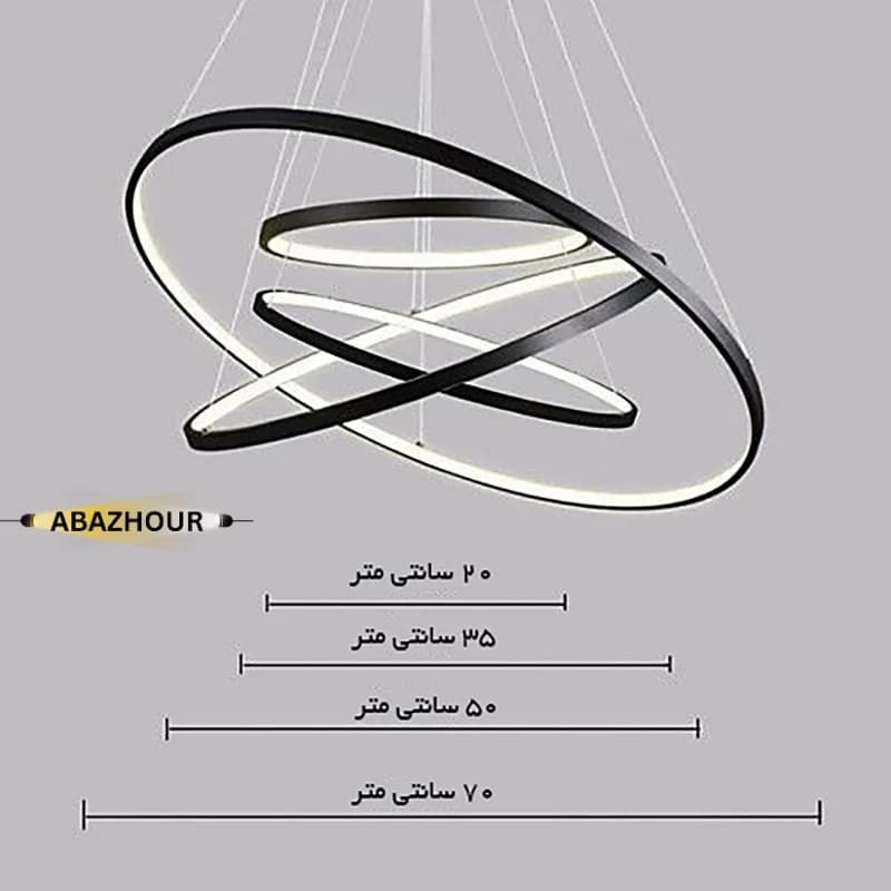 لوستر مدرن 4 حلقه ای LED با ریموت کنترل کد CM446 — تصویر ۳