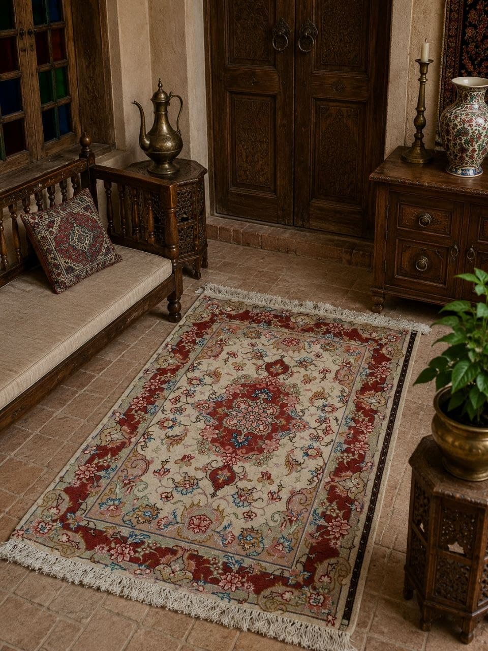 فرش دستباف خطیبی زرع و نیم طرح کلاسیک اصیل — تصویر ۵