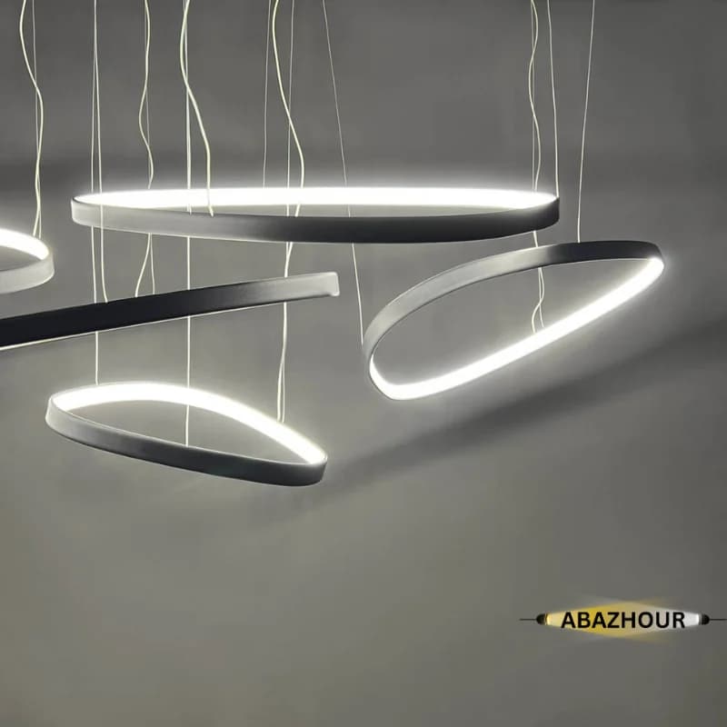 لوستر مدرن بیضی و مثلث LED با ریموت کنترل کد CM415 — تصویر ۱۱