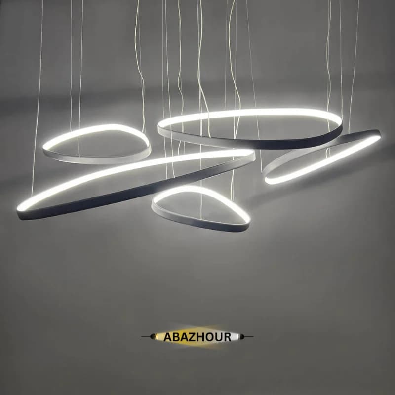 لوستر مدرن بیضی و مثلث LED با ریموت کنترل کد CM415 — تصویر ۹