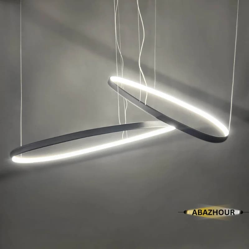 لوستر مدرن بیضی و مثلث LED با ریموت کنترل کد CM415 — تصویر ۶