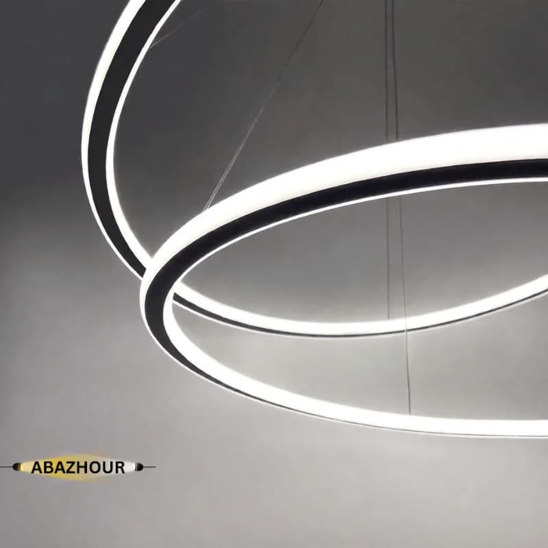 لوستر مدرن دو حلقه ای LED با ریموت کنترل کد CM417 — تصویر ۳