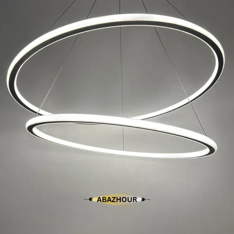 لوستر مدرن دو حلقه ای LED با ریموت کنترل کد CM417