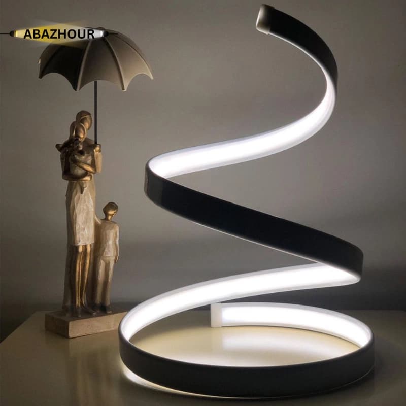 آباژور رومیزی مدرن LED مارپیچی با بدنه آلومینیوم کد RM104 — تصویر ۹