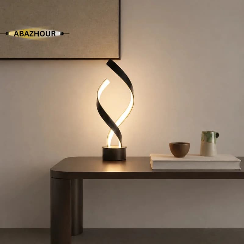آباژور رومیزی مدرن LED دو شاخه مارپیچ کد RM107 — تصویر ۲