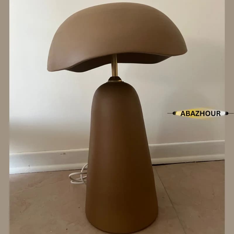آباژور رومیزی دکوراتیو دست ساز با بدنه و شید سفال کد RD207 — تصویر ۷