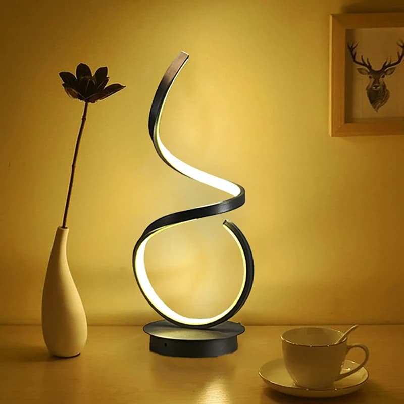آباژور رومیزی مدرن LED منحنی با ریموت کنترل کد RM125 — تصویر ۳