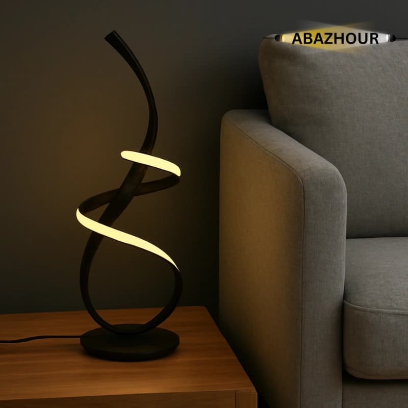 آباژور رومیزی مدرن LED منحنی با بدنه آلومینیوم کد RM120 — تصویر ۲