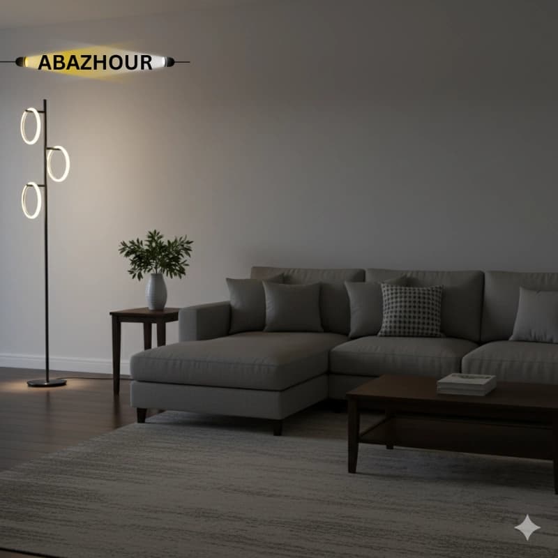 آباژور ایستاده مدرن LED حلقه ای با بدنه آلومینیوم کد SM137 — تصویر ۹
