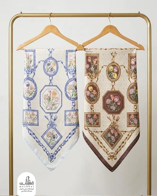 روسری ابریشم توییل تابلوی گل