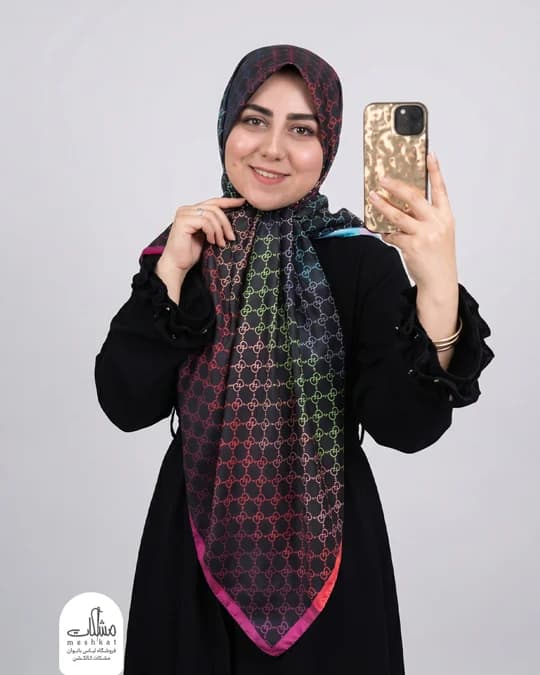 روسری ابریشم توییل گوچی رنگین کمانی