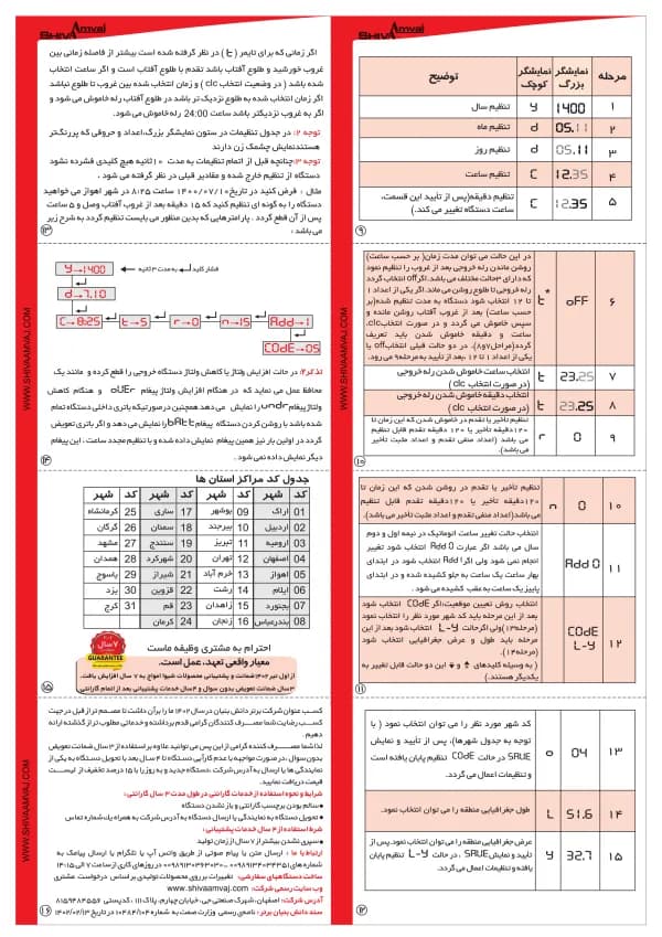 ساعت نجومی 20 آمپر شیوا امواج مدل AWB-20AC5 — تصویر ۹