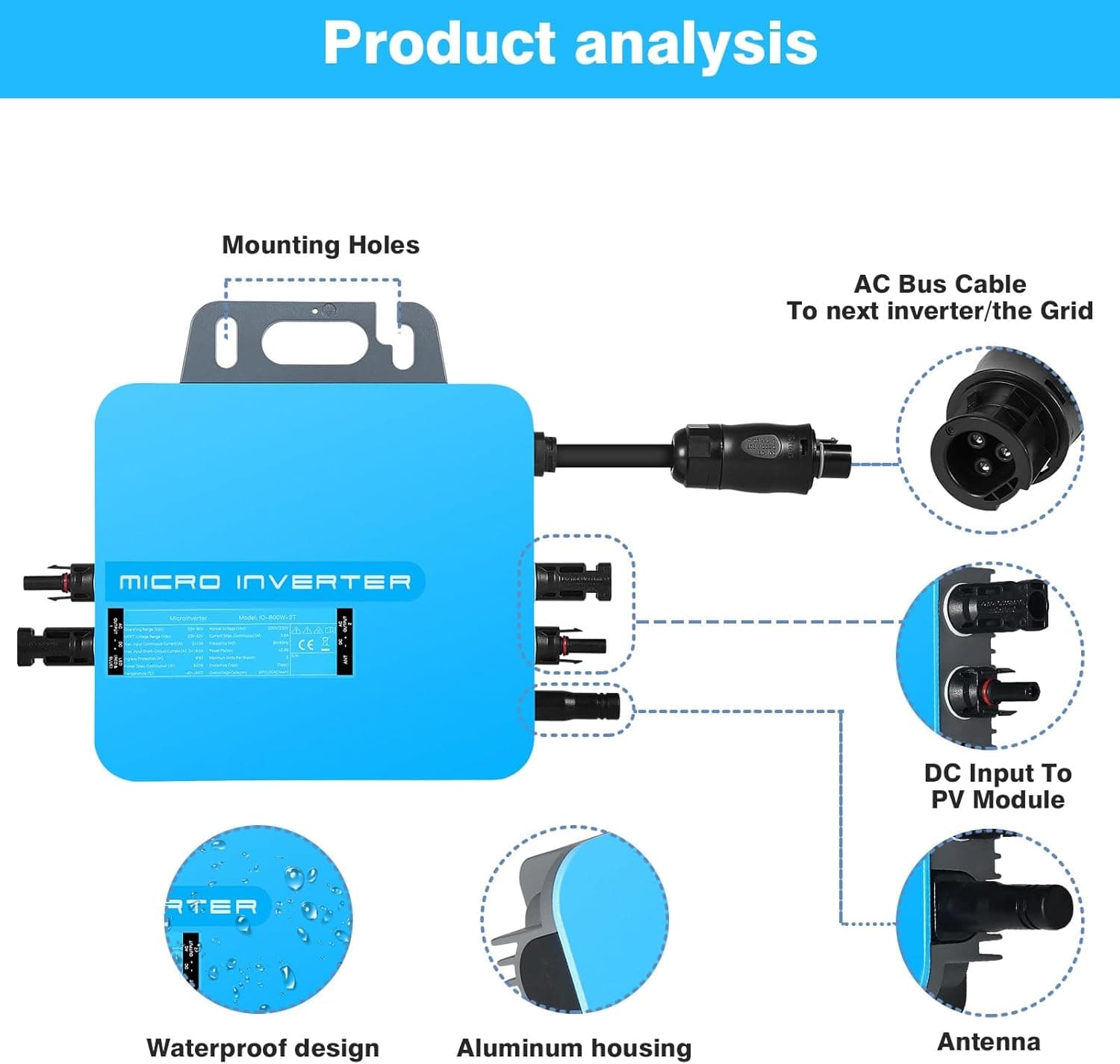 میکرو اینورتر ۸۰۰ وات تیسو پلاس مدل QN-800w-2T — تصویر ۱۲