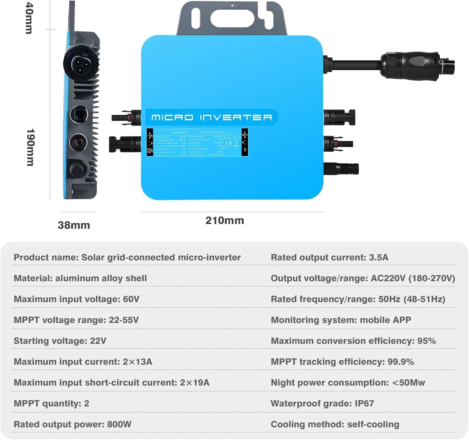 میکرو اینورتر ۸۰۰ وات تیسو پلاس مدل QN-800w-2T — تصویر ۶