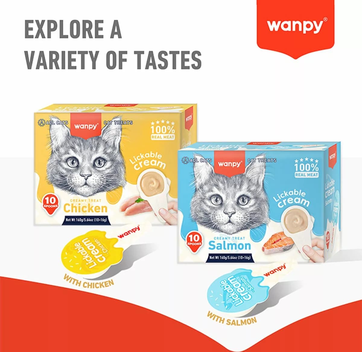 بستنی قاشقی گربه ونپی Wanpy با طعم مرغ — تصویر ۶