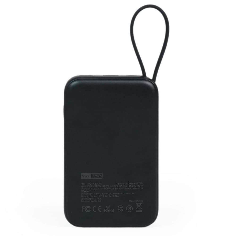 پاوربانک ۲۰۰۰۰ گلوریمی Activecore توان ۴۵ وات با کابل — تصویر ۵