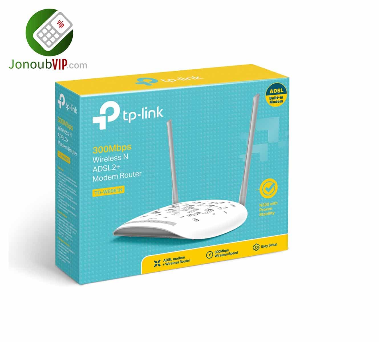 مودم روتر ADSL2 Plus بی‌سیم N300 TP-LINK مدل TD-W8961N