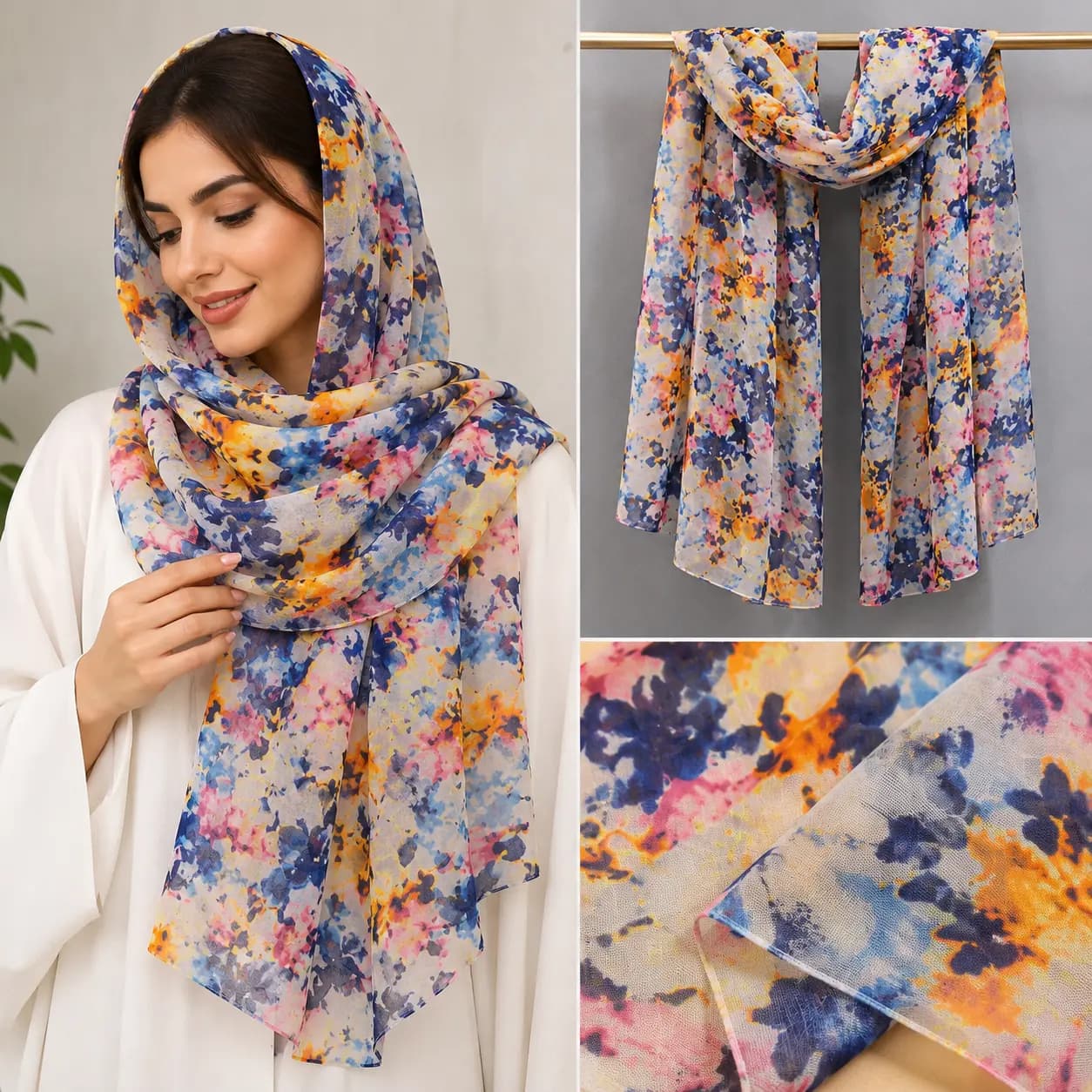 شال زنانه برشکا Bershka مدل طرح‌دار — تصویر ۲