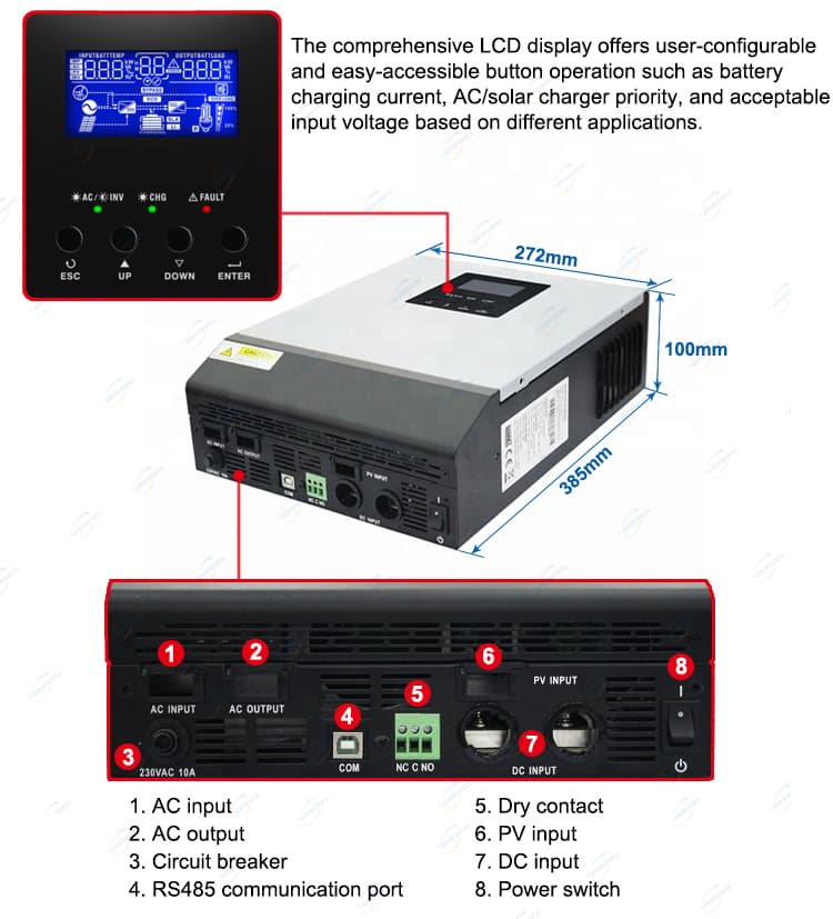 سانورتر ولترونیک 3KWA 24v مدل Axpert VM برند Voltronic — تصویر ۶