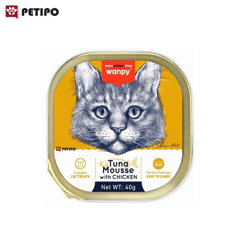 ووم گربه طعم ماهی تن و مرغ ونپی (Wanpy Tuna Mousse with Chicken for Cat) وزن 40 گرم