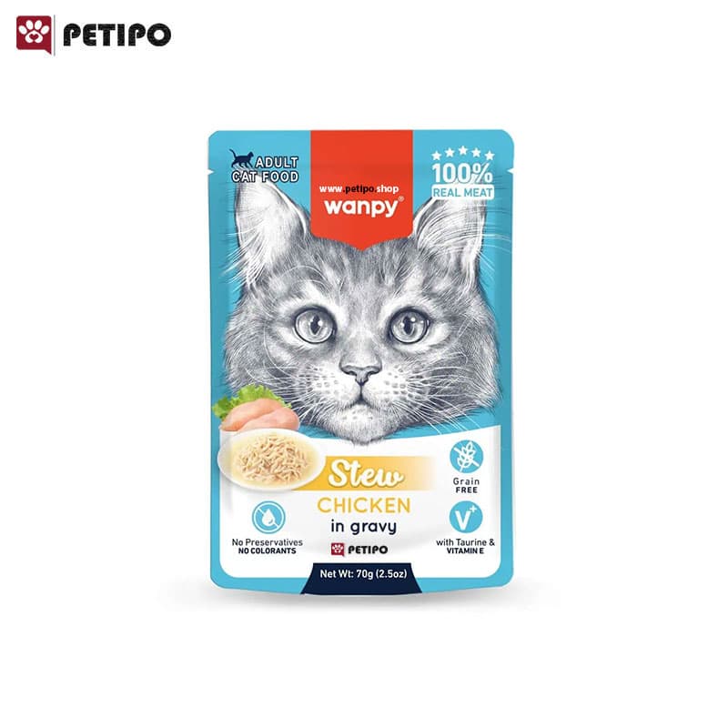 پوچ خورشتی گربه طعم مرغ ونپی (Wanpy Stew Chicken in Gravy Pouch for Cats) وزن 70 گرم — تصویر ۳