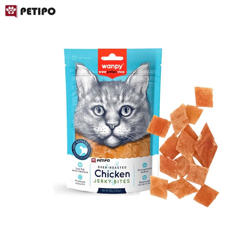 تشویقی لقمه ای گربه طعم مرغ ونپی (Wanpy Chicken Jerky Bites for Cat Treats) وزن 80 گرم — تصویر ۲