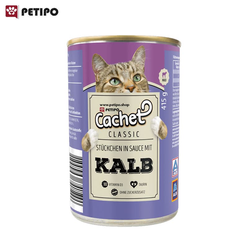 غذای کنسرو گربه بالغ با طعم گوشت بره کچت (Cachet Classic Can Kalb) وزن 400 گرم — تصویر ۳