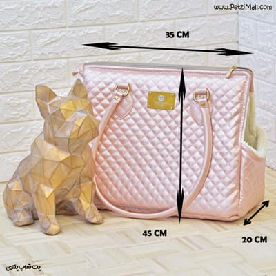 کیف حمل سگ و گربه مد کاو مدل وینر رنگ صورتی چرم مصنوعی کد ۷۶۵ — تصویر ۴