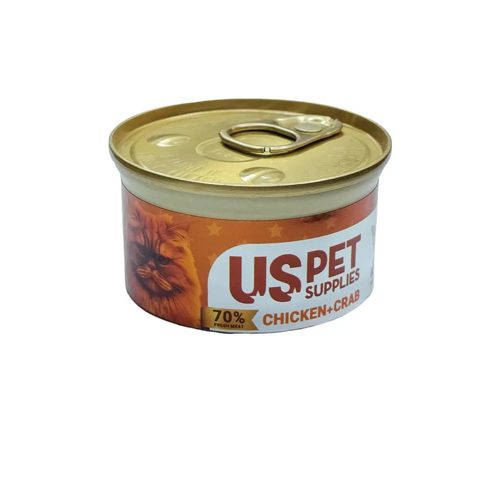 کنسرو گربه مرغ و خرچنگ در ژله – برند US Pet