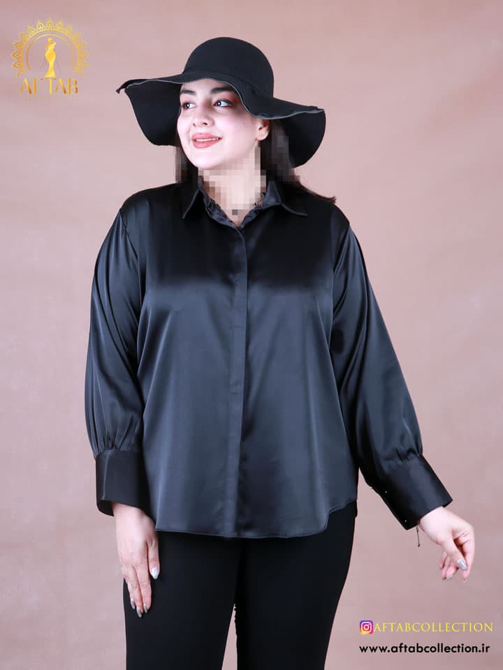 شومیز ساتن زارا دو دکمه سایزبزرگ 7250 — تصویر ۲