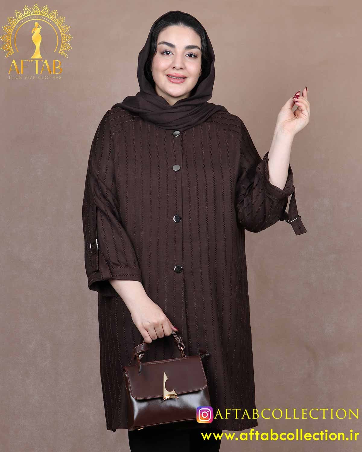 مانتو لوئیز آستین رگلان سایزبزرگ 7152 — تصویر ۳