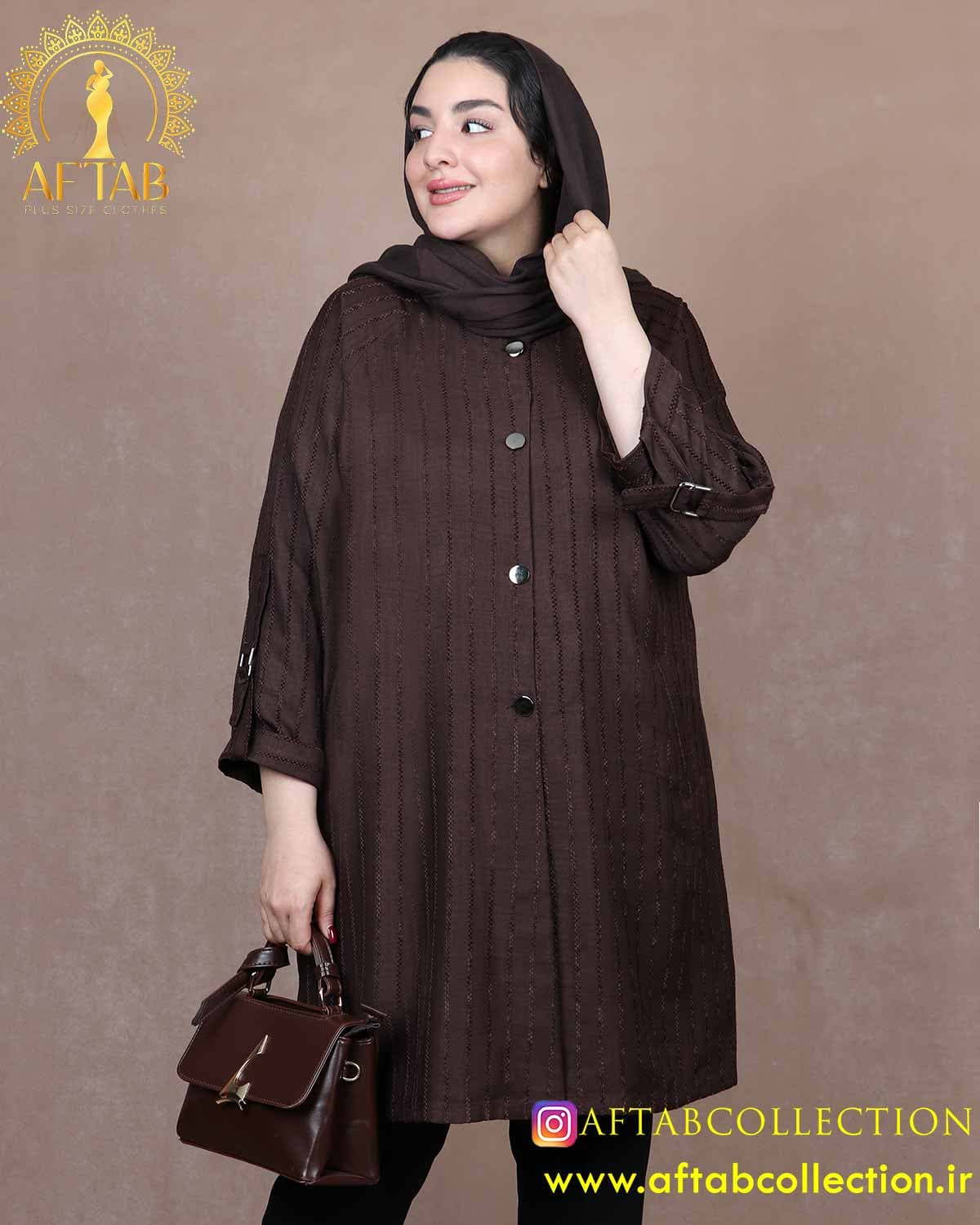 مانتو لوئیز آستین رگلان سایزبزرگ 7152 — تصویر ۲