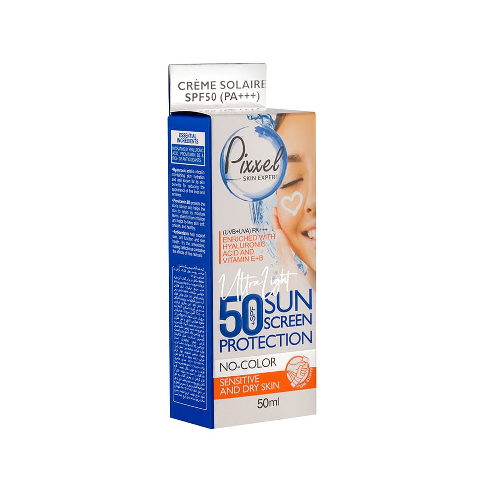 کرم ضد آفتاب بی رنگ SPF50 پیکسل پوست خشک — تصویر ۳