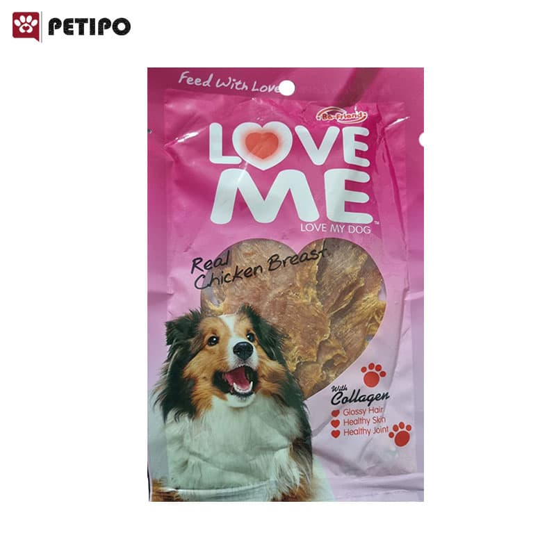 تشویقی جویدنی ورقه ای سگ طعم مرغ لاومی (Love Me Chicken jerky Flavored Treats For Dogs) وزن 60 گرم