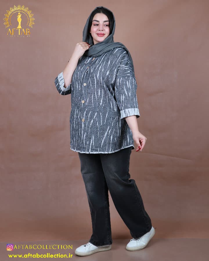 مانتو دو رو لنین ترک سایزبزرگ 7101 — تصویر ۵