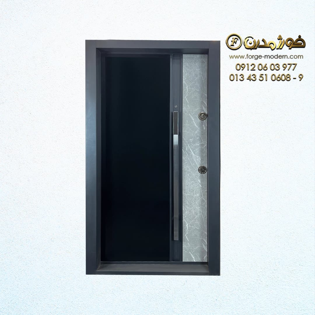 درب ضد سرقت طرح سنگ و شیشه کد AR 2007