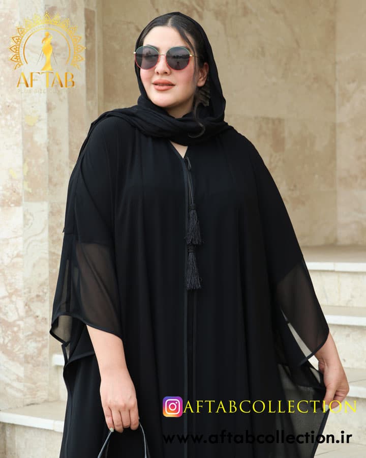 مانتو پانچ حریر شیفون سایزبزرگ 6993 — تصویر ۳