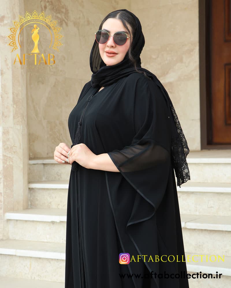 مانتو پانچ حریر شیفون سایزبزرگ 6993 — تصویر ۴