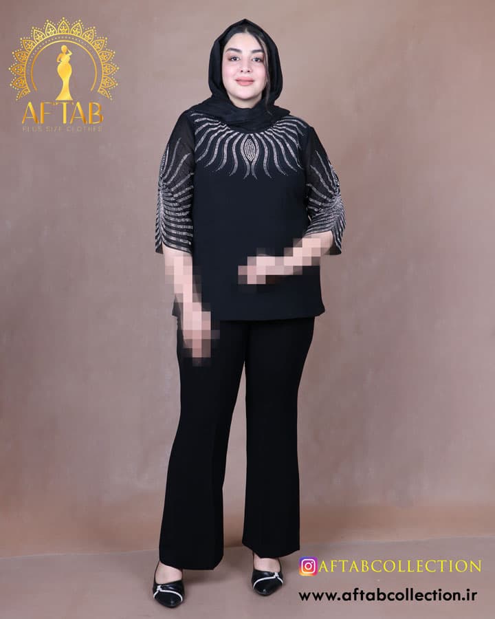 شومیز جودون نگین لاله سایزبزرگ 6690 — تصویر ۳