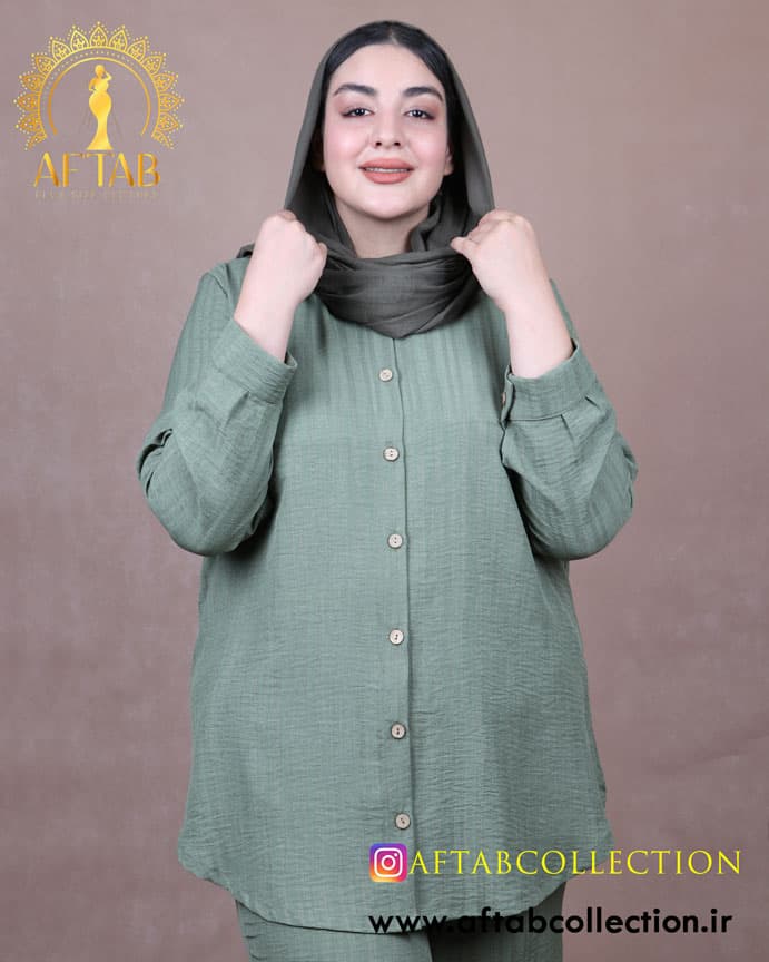 ست مانتو و شلوار سوفیا ژاکارد سایزبزرگ 6945 — تصویر ۷